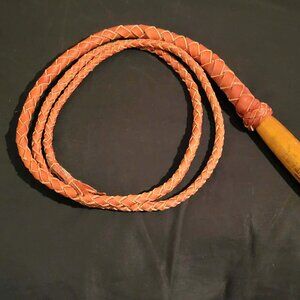 Vintage Braided Leather Bullwhip